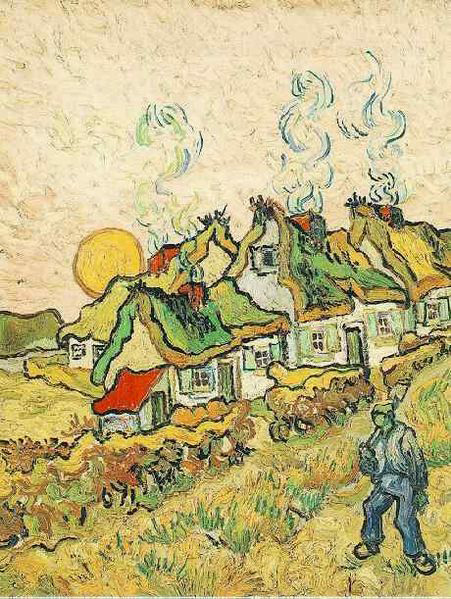 Vincent Van Gogh Thatched Cottages in the Sunshine